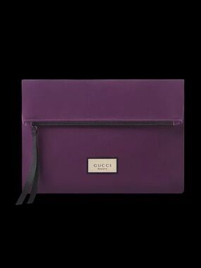 Purple-Black Velour Gucci Beauty (Fold-Over) Cosmetic-Makeup Pouch/Bag